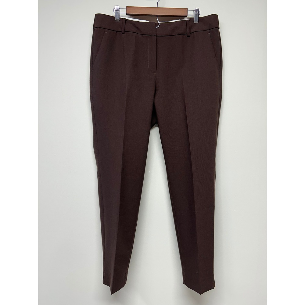Talbots Hampshire Ankle Pants‎ Brown Slim Straight Career Trousers Size 14 - Picture 2 of 5